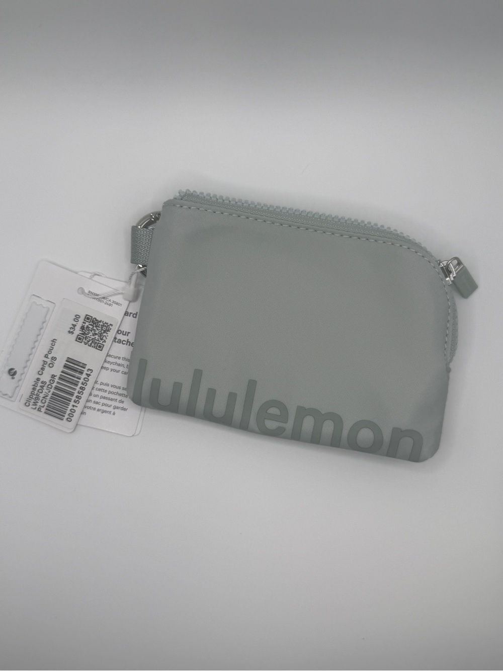 NWT Lululemon Clippable Card Pouch — Pelican / Jade Grey (PLCN/JDGR)